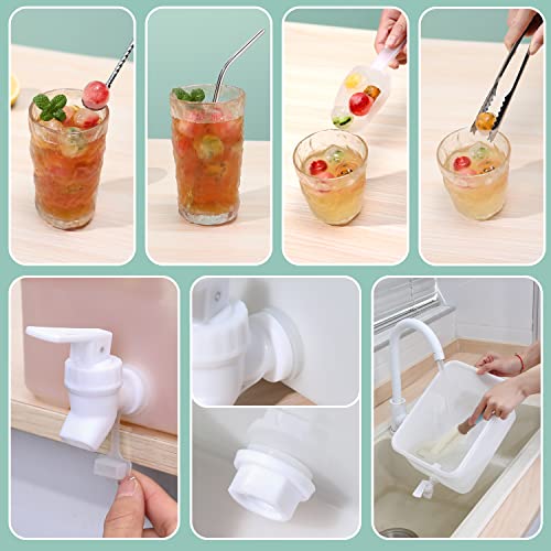 3 Pack Ice Cube Tray & 1.5 Gallon Drink Dispenser Combo - Beverage Dispenser For Fridge With Spout & Ice Cube Tray With Lid For Freezer 99 Pcs Ice Cube Dispenser Ice Cube Trays/Scoop/Brush/Straw #TOP3