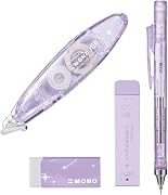 トンボ鉛筆 MONO 文房具セット シマーエディション ライラック パープル 4点セット (シャーペン0.5mm シャープ芯 消しゴム 修正テープ) PCC-443EAZ