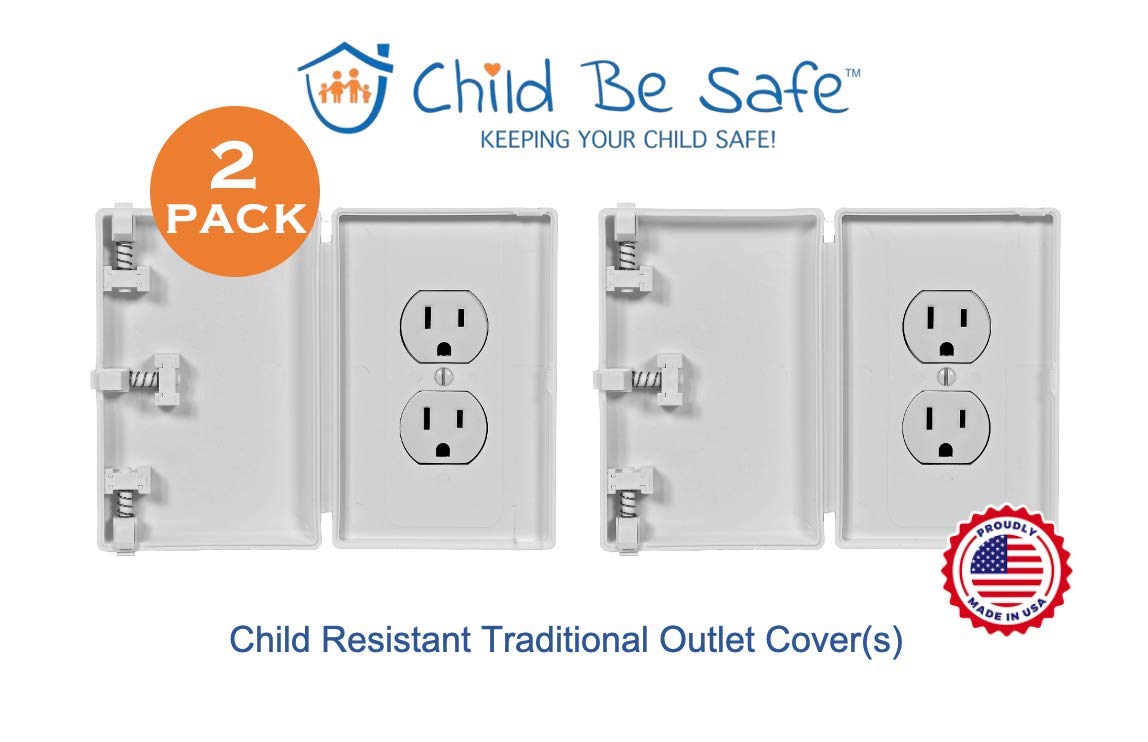 Baby Toddler Pet Wall Outlet Cover, Traditional Style, Electrical Safety Guard for Home and Business, Made in USA (White, 2 Count)