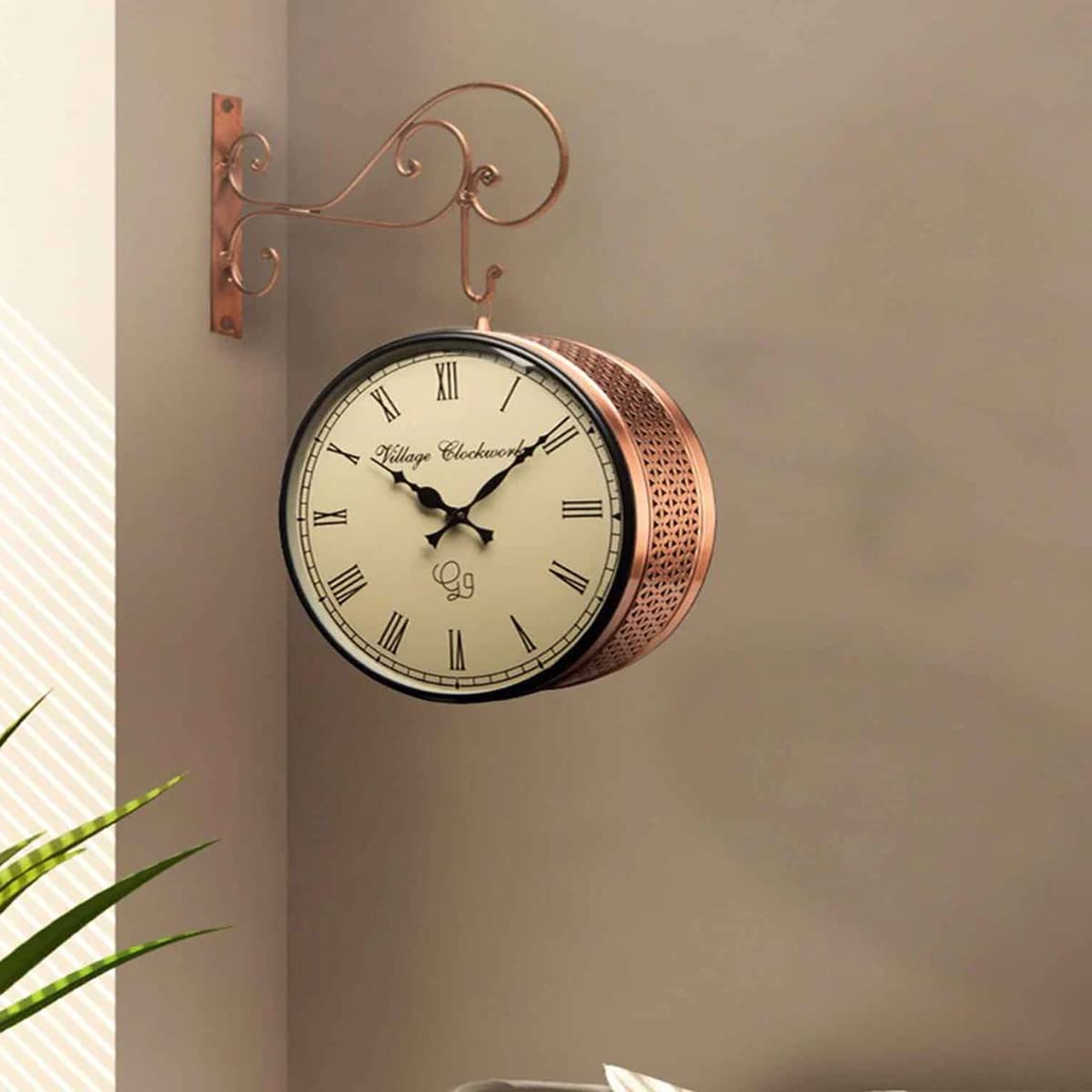 Kamdhenu art and craft Dabble Side Railway Clock Station Clock Vintage Double Sided Clock (8 Cf) - Analog, Metal, 30 Cm, Multicolor - Image 3 thumbnail