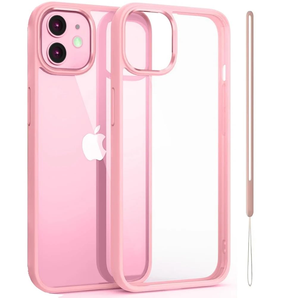 Candy Phone Case for iPhone 16/15/14/13/12/11/XR/XS/XPro Max Plus with Lanyard Cord Clear Shockproof Military-Grade Dual-Layer PC Silicone Cover (Pink,for iPhone 16) Pink For iPhone 16