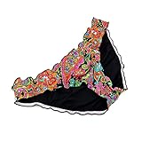Malinsa Women's Ruffle Wavy Bikini Bottom Low Rise Hipster Allure Swimsuit (Multi Color, M)
