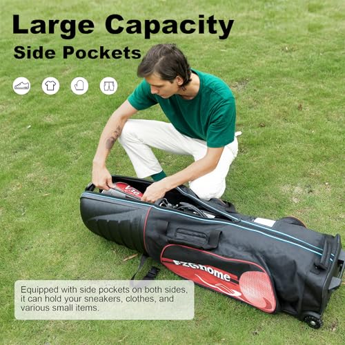 FZGhome Golf Travel Bags for Airlines with Hard Case Top & Wheels, Hard Shell Top Protect Golf Club, 1680D Heavy Duty Oxford, Wide-Mouth Effortless Packing, Lightweight, MonsoonIgnite