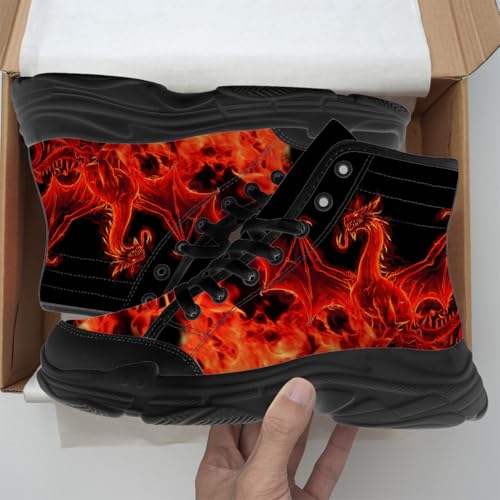 Dragon Shoes Men High Top Sneakers Black Lace-up High Tops Canvas Shoes Gifts for Him Her2
