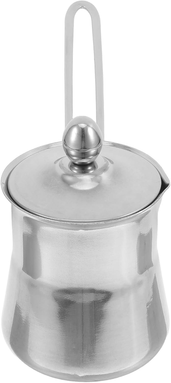Milk Frothing Pitcher with Lid Multi-functional Stainless Steel 550ml Small Milk Pitcher for Espresso and Cappuccino for Home and Camping Use
