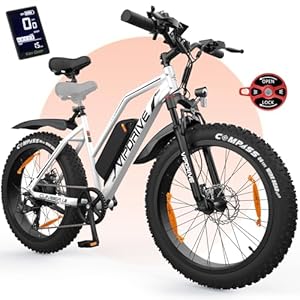 Vipdrive Elektrische fiets, 26 inch x 4,0 inch (66 x 4 cm) voor dames en heren, afneembare accu 48 V 624 Wh, tot 100 km, 7 versnellingen, lcd-display, e-bike voor alle terreinen