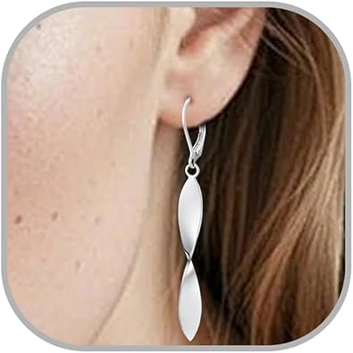 Twisted Leaf Spiral Leverback Hypoallergenic Earrings For Women -18K Gold Plated And Silver Dangle Drop Earrings, Trendy Jewelry Gift
