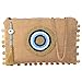 Karens Line Mia Evil Eye Eco Friendly Jute Crossbody Chain Strap Purse Large Space with Zipper Closure&Crystal Decoration Natural Beige