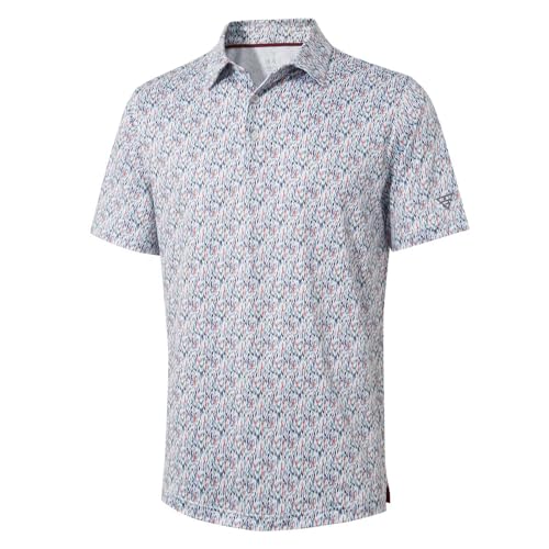 Image of Golf Shirts for Men Dry Fit Short Sleeve Print Performance Moisture Wicking Polo Shirt