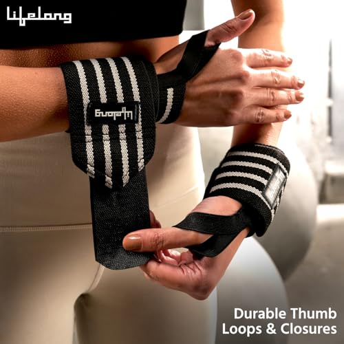 Image of Lifelong Wrist Supporter for Gym|Wrist Band for Men Gym & Women with Thumb Loop Straps, Wrist Wrap Gym Accessories for Men Hand Grip & Wrist Support Sports Straps for Gym (LLFAWS01, Grey & Black)