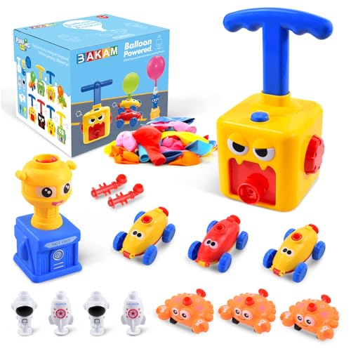 BAKAM Toddler Toys 3-4 for Boys Girls, Balloon Launcher & Powered Car Set, Fun Toddlers STEM Toy Balloon Pump Cars Racer Kit for Kids 3-5 (Monster)