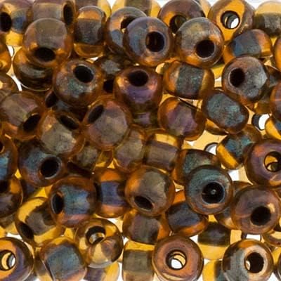 John Bead Czech Glass Seed Beads 2/0 Topaz/Black Lined AB 22Grams Vial of DIY Jewelry Making Beads Preciosa (Jablonex) for DIY Arts Crafts Jewelry Bracelets Necklaces Earrings Phone Charm Making