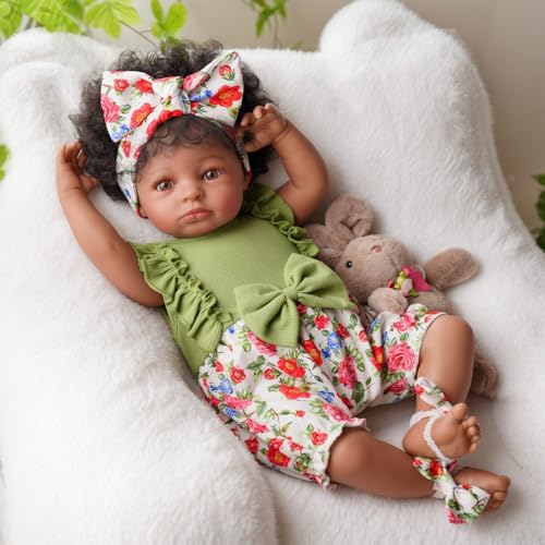 Muñeca bebé reborn negra 20 pulgadas suave y realista miniatura 6