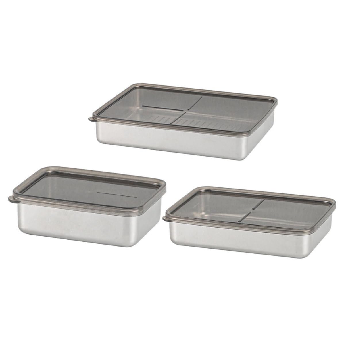 3 Piezas Contenedores de Alimentos con Tapa Transparente para Refrigerador de Acero Inoxidable y Pp Capacidad 2000ml, 800ml y 400ml, Apilables y Ahorradores de Espacio para Cocina