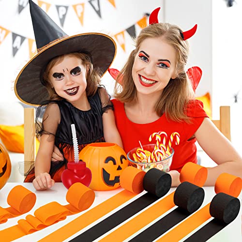 20 Rolls Halloween Crepe Paper Streamers, 1640 Ft Crepe Paper Decorations For Halloween Day Decoration Various Large Hanging Party Backdrop Diy Decoration, Orange & Black Diy Supplies 82Ft/Roll #TOP3