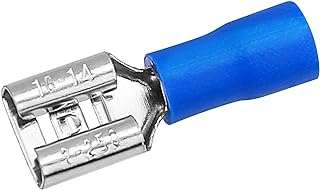 200 Pcs Female Quick disconnects Vinyl Insulated Spade Wire Connectors, Blue Electrical Crimp Terminal 16-14 AWG (6.3mm)