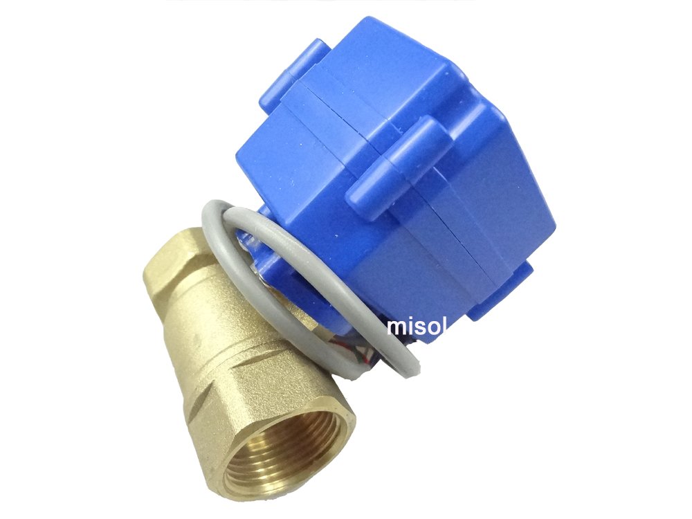 MISOL 1 pcs of motorized valve brass, G3/4" DN20, 2 way, CR05, 12VDC, electrical valve, motorized ball valve/Valve à boisseau motorisé, vanne électrique/Soupape à bille