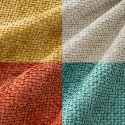 Image of MIULEE Pack of 4 Couch Throw Pillow Covers 18x18 Inch Neutral Orange /Teal Soft Decorative Chenille Pillow Covers Farmhouse Accent Cushion Covers for Boho Home Decor Spring Sofa Bedroom Living Room