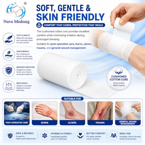 Image of E.T.O-Sterile Gamjee Roll | Size: 15cm x 3m | Pack of 1 Roll | Medical-Grade Absorbent Cotton | For External Use Only | Suitable for Hospitals, Clinics, First Aid Kits & Home Care.