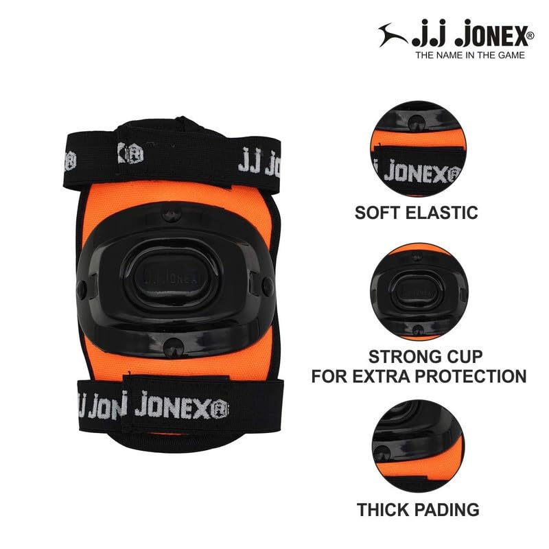Image of JJ JONEX Protective Set Skating and Cycling for Age 8 to 11 Years Skating Guard Combo (Medium, Orange /Full) (MYC)