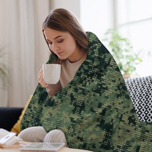 Couverture douce vert camouflage numérique lit canapé plaid toutes saisons - 7