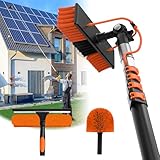 20FT Water Fed Solar Panel Cleaner Brush and Pole,Solar Panel Cleaning Kit with Telescopic Pole & Cleaner Solution Dispenser,180°Rotatable Solar Cleaning Brush with Lightweight Pole for RV,Boat,Deck