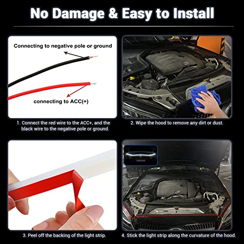 Fenler 59/70 Inches Car Hood Light Strip, Dynamic Car Led Hood Strip Lights With Fuse Protection, Waterproof & Flexible, Universal Exterior Daytime Running Light Strip For Cars Suvs Trucks, 70" White #TOP3