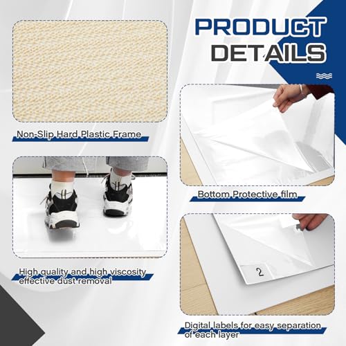 Image of Nuanchu Adhesive Mat Pad Include 1 Sticky Non Slip Base Pad 2 Tacky Dust Mats Construction of 30 (60 Sheets Total) for Clean Room Science Lab Matting Hospital(24x36 Inches,White,60 Sheets)