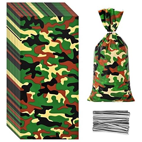 Lecpeting 100 Pcs Camouflage Treat Bags Cover