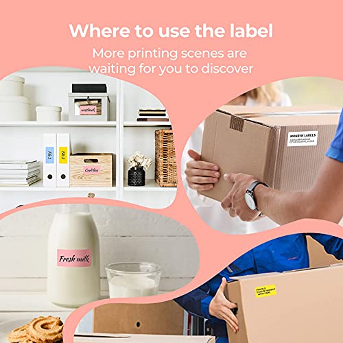Munbyn 2.25 X1.25 Direct Thermal Labels, Color Shipping Thermal Stickers, Bpa&Bps Free Multi-Purpose Square Self-Adhesive Label For Thermal Label Printer - 4000 Labels-White, Blue, Pink, Yellow #TOP4