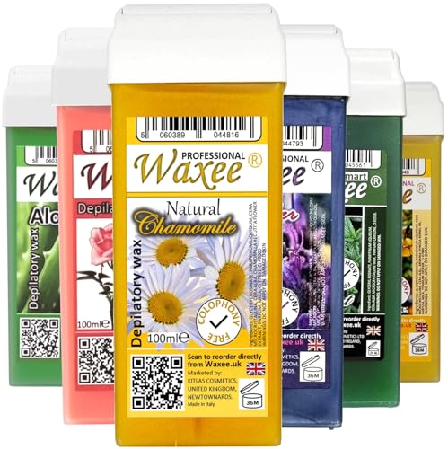 Roll on wax cartridge roller wax refill 100ml hair removal, waxing Herbal line from UK brand- Waxee. Mix of 6pcs