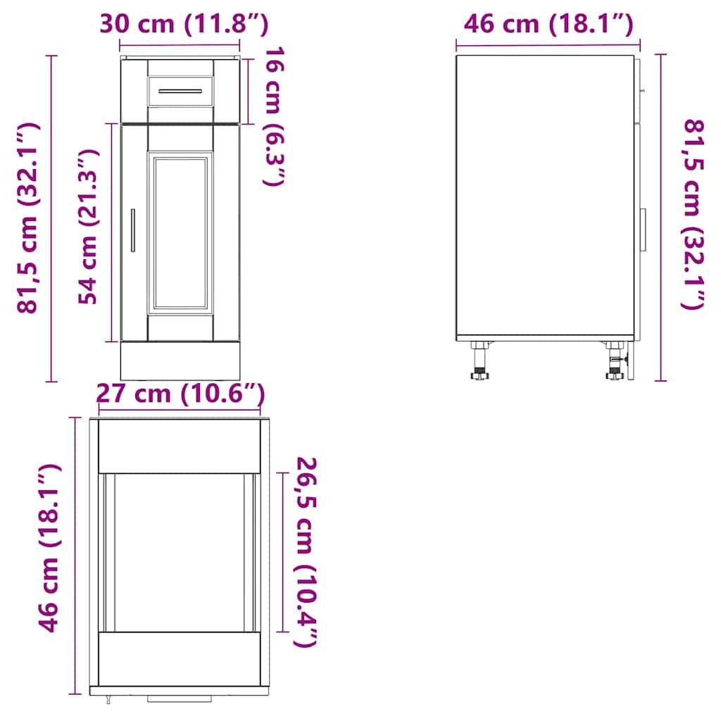 vidaXL Armoire de Cuisine Porto Sonoma Gris Bois d'ingénierie, Meuble d'évier, Meuble de Cuisine avec tiroir, Meuble de Cuisine à tiroir