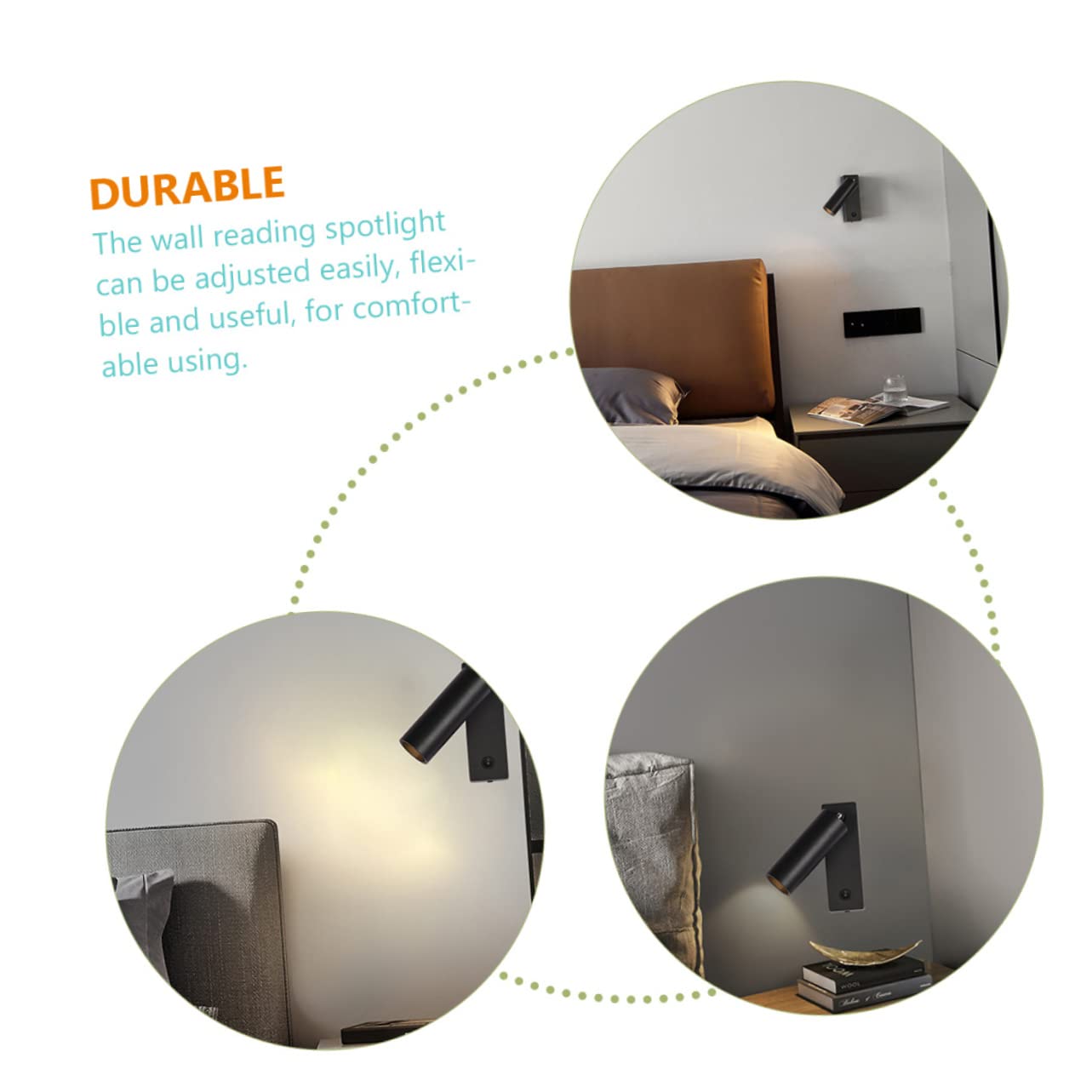 Luz De Lectura Led Para Cabecera Lámpara De Lectura De Pared Giratoria Lámpara De Foco Para Mesita De Noche Dormitorio