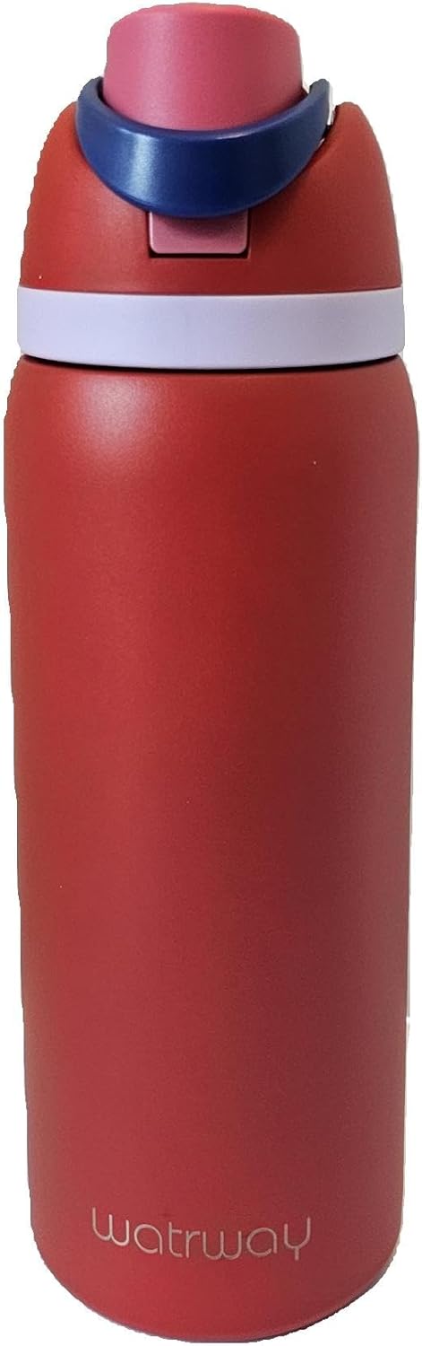 watrway® - Double-wall Stainless Steel water bottle - 32 oz - Locking Spout Cover - vacuum insulated LEAK-PROOF design - innovative dual Sip or Swig™ design with hidden straw (Royal Duty)