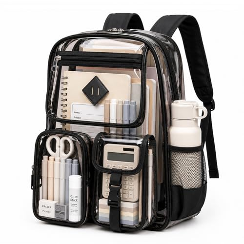 Image of PIG PIG GIRL Clear Backpack for School,Heavy Duty PVC Transparent Bookbag for Girls Stadium Approved See Through Backpack