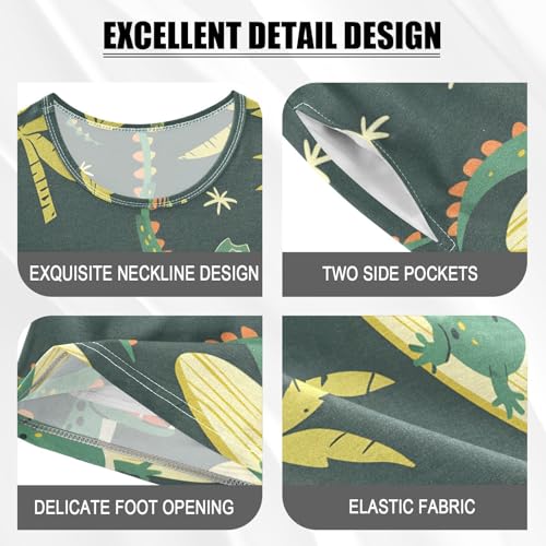 ALAZA Crocodile Surfer Cartoon Pajamas Short Sleeve 2 Piece Sleepwear Top and Bottom Pajama Set Unisex4