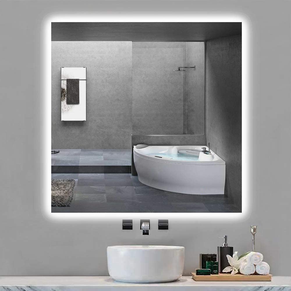 Espejo Baño con Luz Fría 100x100 cm Square Light | Espejo Baño Led Retroiluminado con Antivaho | Vidrio Resistente 4 mm, Plata Ecológica sin Cobre, Fácil Instalación | Diseño Moderno
