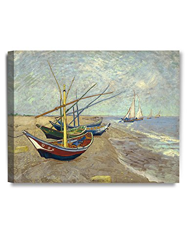 DECORARTS Van Gogh Canvas Wall Art, Boats at Saintes-Maries, 20x16''