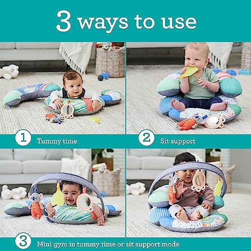 Infantino 3-In-1 Tummy Time, Sit Support & Mini Gym - Removable Toy Arch - Musical Koala Pal, Soothing Leaf Teether & Peek-And-See Mirror - For Babies, 0M+ #TOP1