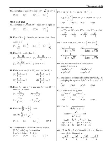 MHT-CET Score Booster for Mathematics - 54 Papers Solved Chapterwise (2025 - 2022) with 5 Online Full Syllabus Tests with solutions 4