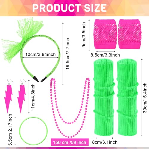 Handepo 19 Pcs 80s Accessories Costume for Women Party Outfit, Vibrant by Handepo - Used condition - Image 5