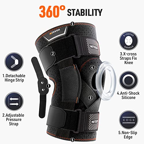 Niteen Hinged Knee Brace For Knee Pain With Side Stabilizers Knee Braces For Women Men Adjustable Knee Pad For Meniscus Tear Plus Size Compression Patella Gel Pads Knee Support For Acl, Mcl #TOP5
