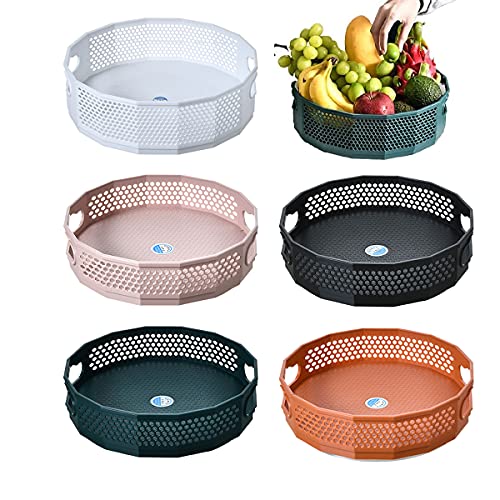 360° Rotating Storage Rack,Multi-Function Anti-Skid Rotary Storage Tray,Turntable Kitchen Jar Holder Container Organizer Fruit Basket (Orange, L) Cover