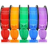 DO3D 1.75mm 5 Spools 5 Popular Colors PLA 3D Printer Filament in 1 Bundle, Red/Purple/Green/Blue/Orange, Each Spool 0.25kg, Total 1.25kg PLA 3D Printing Material, 250g x 5 Spools