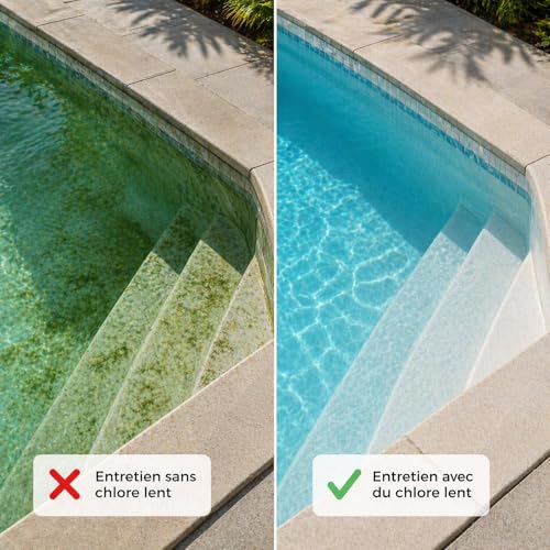 Llofer – Chlore Lent Pastilles 20g Piscine et Spa, 90% Actif – Boite 1kg Désinfection Durable – Eau Claire et Saine,Chlore Permanent – vue 8