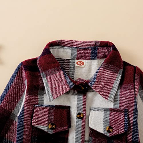 Toddler Boys Girls Shirt Coat Jacket Plaid Long Sleeve Kids Turn Down Collar Button Baby Outerwear Autumn Jackets3