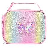 Tongtai Kids Lunch Box Girls Insulated Lunch Bag Pocket Cute Butterfly Lunch Cooler Thermal Meal Lun