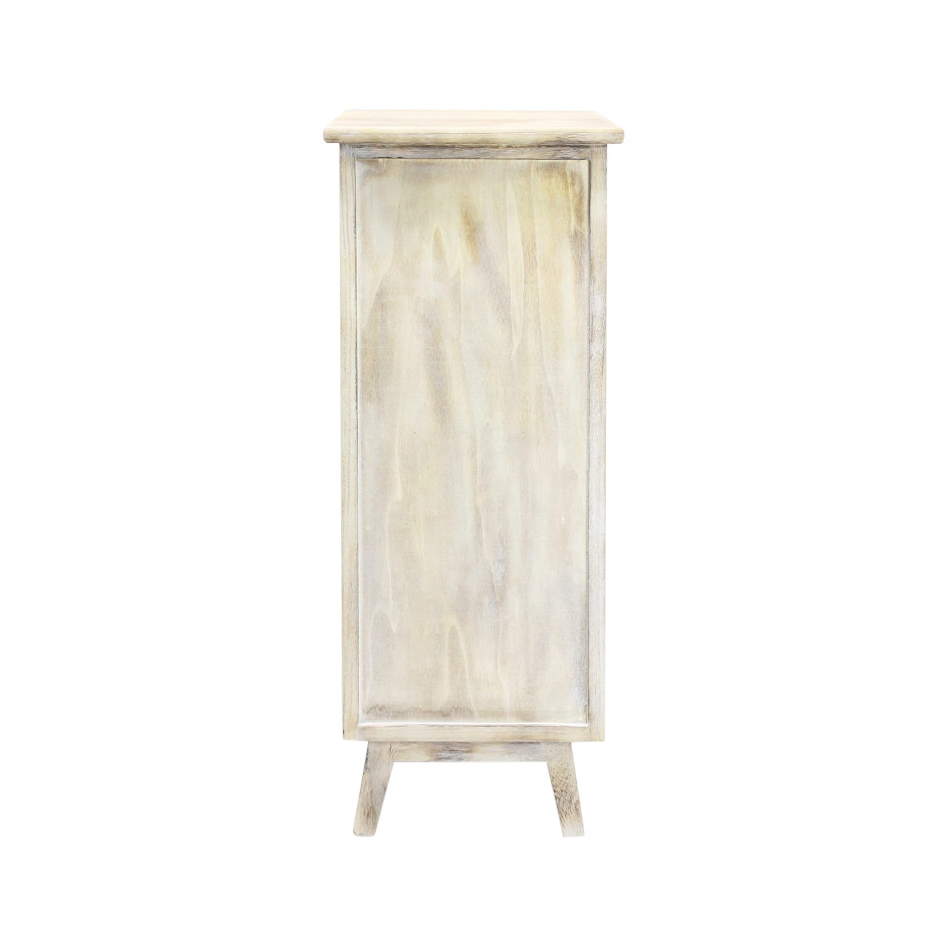 Rebecca Mobili Comodino Legno Vintage, Cassettiera Piccola, 4 Cassetti, Marrone Chiaro Bianco Shabby, Portaoggetti Biancheria - Misure: 81,5 x 30 x 30 cm (HxLxP) - Art. RE6619