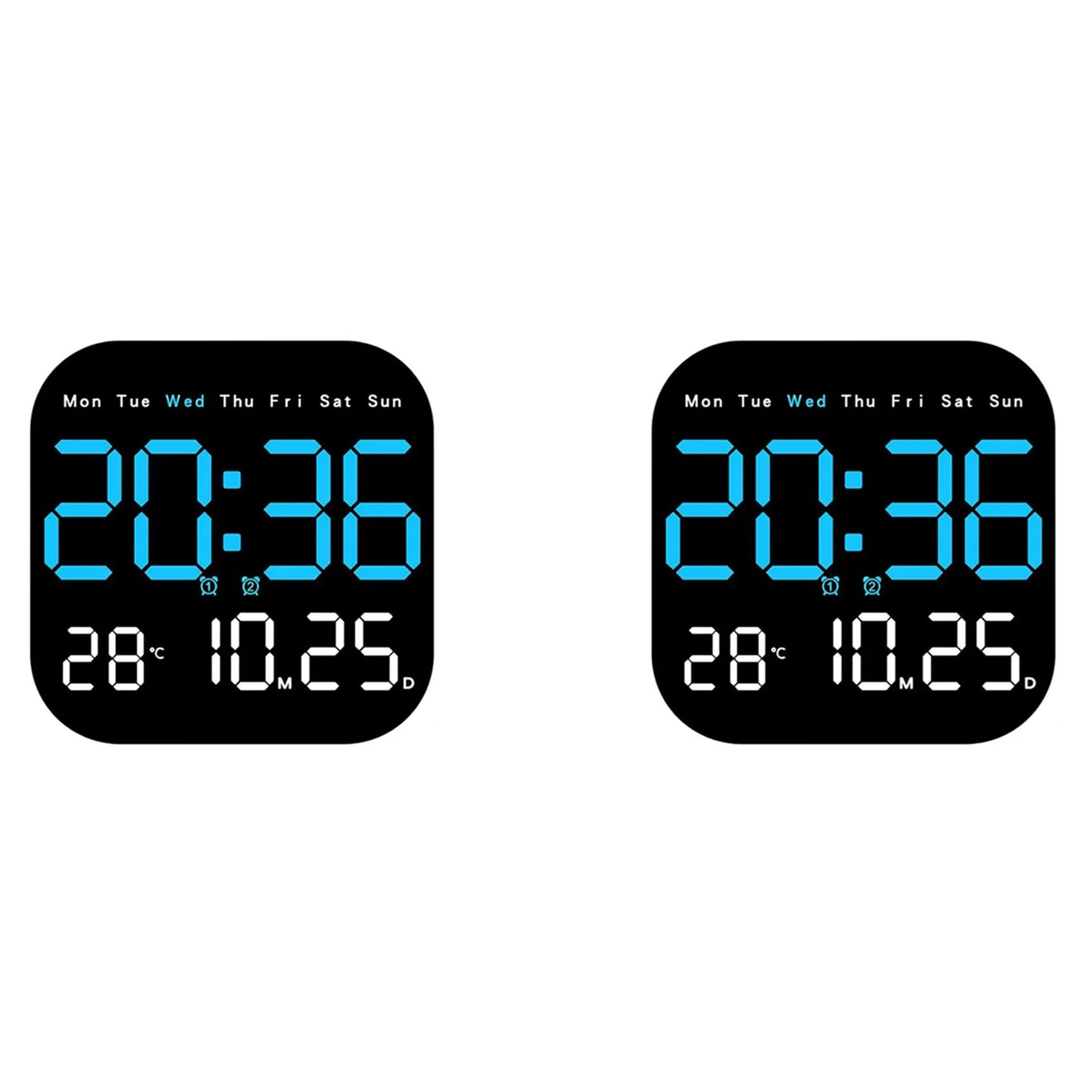 Hndhbfgrt 2X Digital Clock with Date Digital LED Calendar with Remote Control Battery Operated Multifunction Digital Calendar