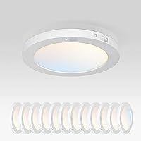 Vista 52 de ASD Lámpara de techo LED de 5" de montaje empotrado redonda, iluminación de superficie de bajo perfil 5CCT, regulable, ultradelgada